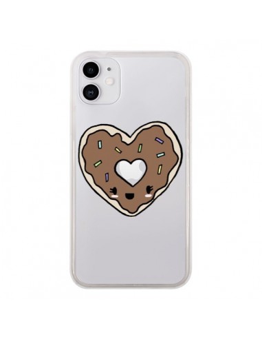 Coque iPhone 11 Donuts Heart Coeur Chocolat Transparente - Claudia Ramos