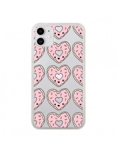 Coque iPhone 11 Donuts Heart Coeur Rose Pink Transparente - Claudia Ramos