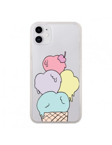 Coque iPhone 11 Ice Cream Glace Summer Ete Coeur Transparente - Claudia Ramos