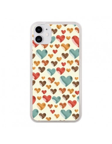 Coque iPhone 11 Coeurs Color_s - Eleaxart