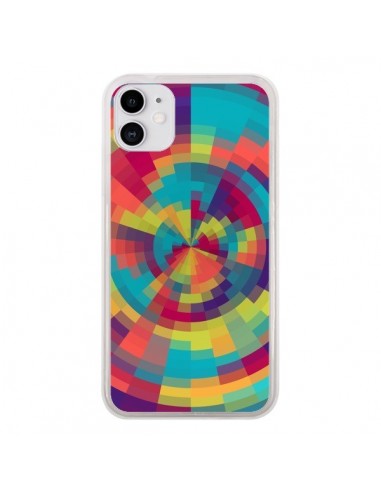 Coque iPhone 11 Spirale de Couleurs Rouge Vert - Eleaxart