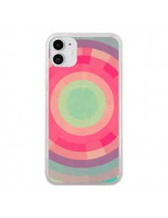 Coque iPhone 11 Spirale de Couleurs Rose Vert - Eleaxart