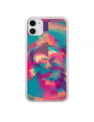 Coque iPhone 11 Spirales de Couleurs Rose Violet - Eleaxart