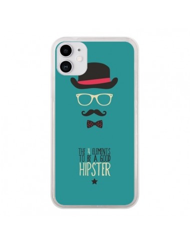 Coque iPhone 11 Chapeau, Lunettes, Moustache, Noeud Papillon To Be a Good Hipster - Eleaxart