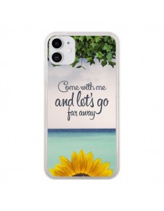 Coque iPhone 11 Let's Go Far Away Flower Fleur Tournesol...