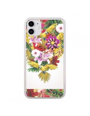 Coque iPhone 11 Parrot Floral Perroquet Fleurs - Eleaxart