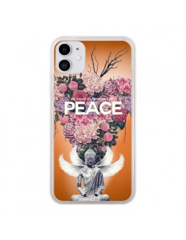 Coque iPhone 11 Peace Fleurs Buddha - Eleaxart