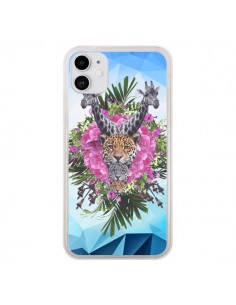 Coque iPhone 11 Girafes Lion Tigre Jungle - Eleaxart