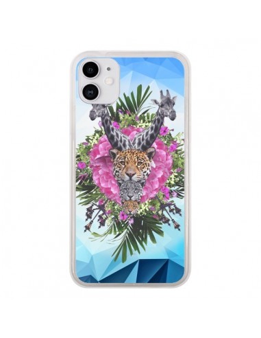 Coque iPhone 11 Girafes Lion Tigre Jungle - Eleaxart