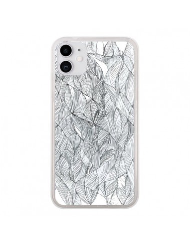 Coque iPhone 11 Courbes Meandre Blanc Noir -  Léa Clément