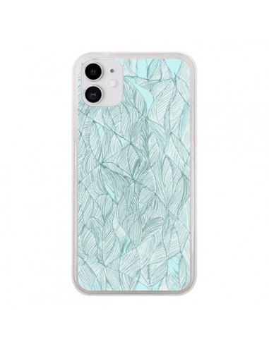 Coque iPhone 11 Courbes Meandre Bleu Vert Nuageux -  Léa Clément