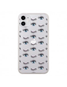 Coque iPhone 11 Eyes Oeil Yeux Bleus Mosaïque...