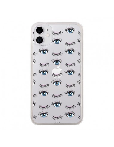 Coque iPhone 11 Eyes Oeil Yeux Bleus Mosaïque Transparente -  Léa Clément