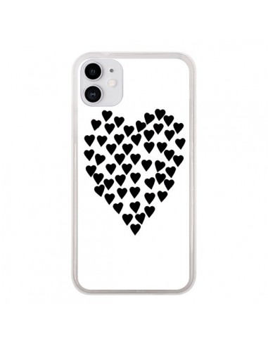 Coque iPhone 11 Coeur en coeurs noirs - Project M