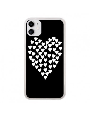 Coque iPhone 11 Coeur en coeurs blancs - Project M