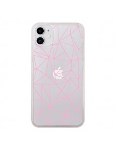 Coque iPhone 11 Lignes Triangle Rose Transparente -...