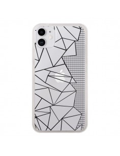 Coque iPhone 11 Lignes Grilles Side Grid Abstract Noir...