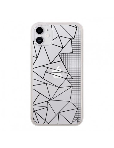 Coque iPhone 11 Lignes Grilles Side Grid Abstract Noir Transparente - Project M