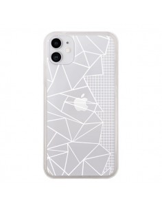 Coque iPhone 11 Lignes Grilles Side Grid Abstract Blanc...