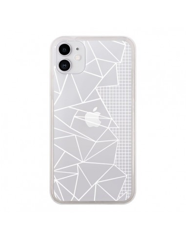Coque iPhone 11 Lignes Grilles Side Grid Abstract Blanc Transparente - Project M