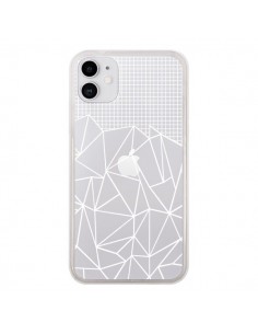 Coque iPhone 11 Lignes Grilles Grid Abstract Blanc...