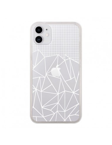 Coque iPhone 11 Lignes Grilles Grid Abstract Blanc Transparente - Project M