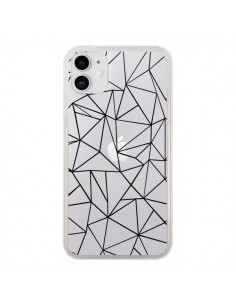 Coque iPhone 11 Lignes Triangles Grid Abstract Noir...