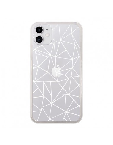 Coque iPhone 11 Lignes Triangles Grid Abstract Blanc Transparente - Project M