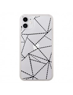 Coque iPhone 11 Lignes Points Abstract Noir Transparente...