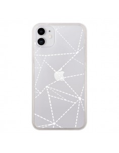 Coque iPhone 11 Lignes Points Abstract Blanc Transparente...