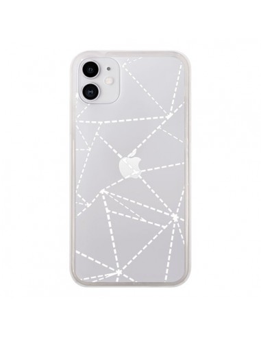 Coque iPhone 11 Lignes Points Abstract Blanc Transparente - Project M