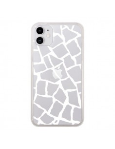 Coque iPhone 11 Girafe Mosaïque Blanc Transparente -...