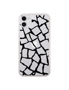 Coque iPhone 11 Girafe Mosaïque Noir Transparente -...