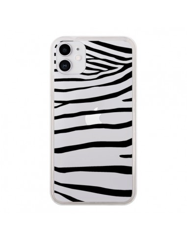 Coque iPhone 11 Zebre Zebra Noir Transparente - Project M