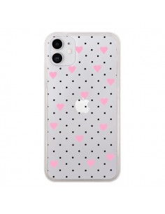 Coque iPhone 11 Point Coeur Rose Pin Point Heart...