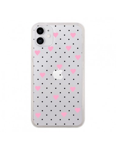 Coque iPhone 11 Point Coeur Rose Pin Point Heart Transparente - Project M