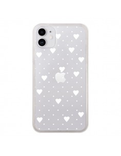Coque iPhone 11 Point Coeur Blanc Pin Point Heart...
