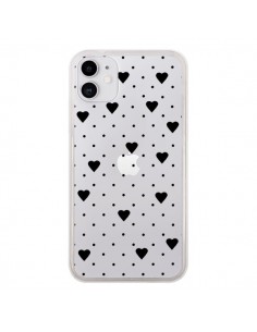 Coque iPhone 11 Point Coeur Noir Pin Point Heart...