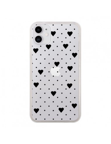 Coque iPhone 11 Point Coeur Noir Pin Point Heart Transparente - Project M