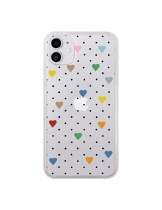 Coque iPhone 11 Point Coeur Coloré Pin Point Heart...