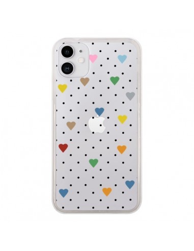 Coque iPhone 11 Point Coeur Coloré Pin Point Heart Transparente - Project M