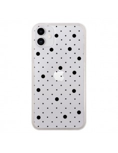 Coque iPhone 11 Point Noir Pin Point Transparente -...