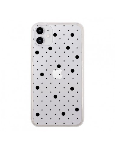 Coque iPhone 11 Point Noir Pin Point Transparente - Project M
