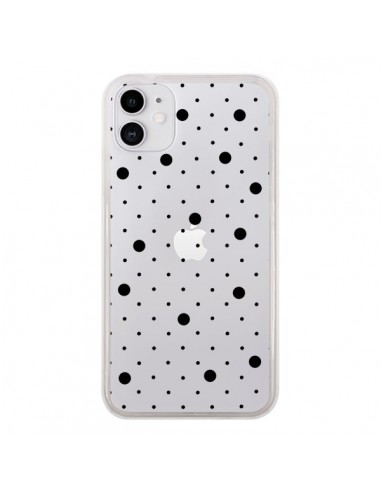 Coque iPhone 11 Point Noir Pin Point Transparente - Project M