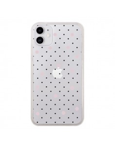 Coque iPhone 11 Point Rose Pin Point Transparente -...