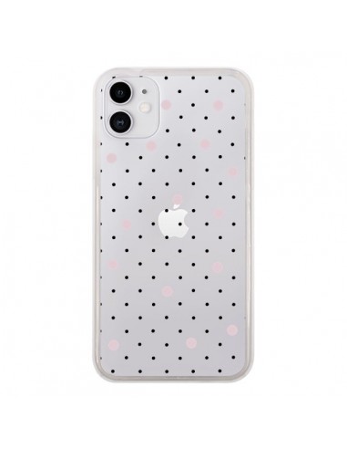 Coque iPhone 11 Point Rose Pin Point Transparente - Project M