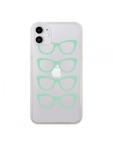 Coque iPhone 11 Sunglasses Lunettes Soleil Mint Bleu Vert Transparente - Project M