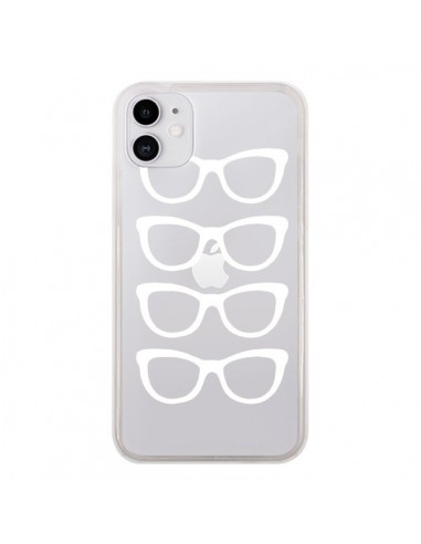 Coque iPhone 11 Sunglasses Lunettes Soleil Blanc Transparente - Project M