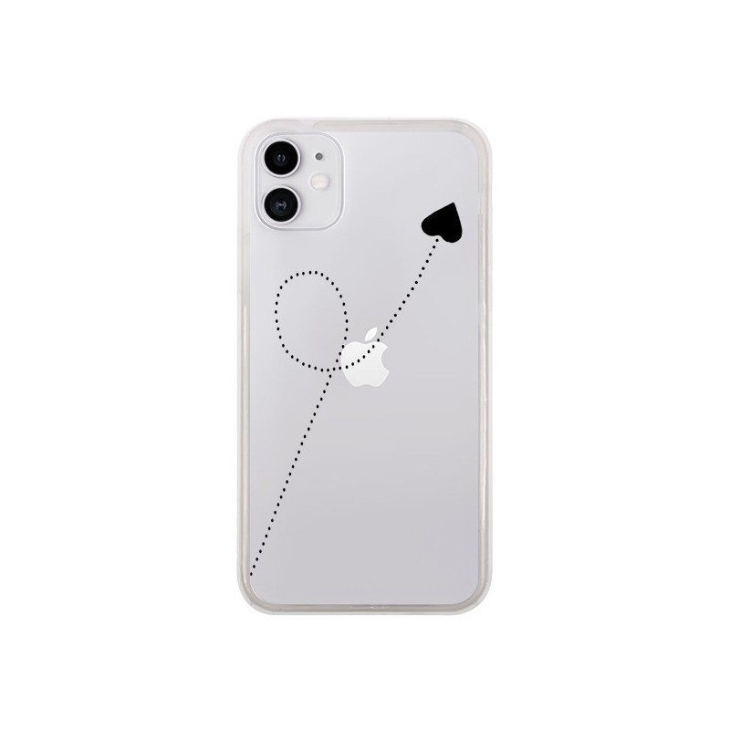 Coque iPhone 11 Travel to your Heart Noir Voyage Coeur Transparente - Project M