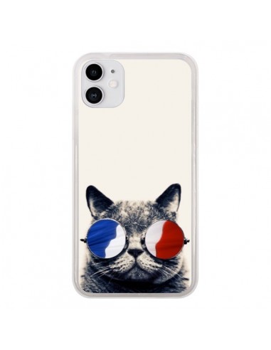 Coque iPhone 11 Chat à lunettes françaises - Gusto NYC